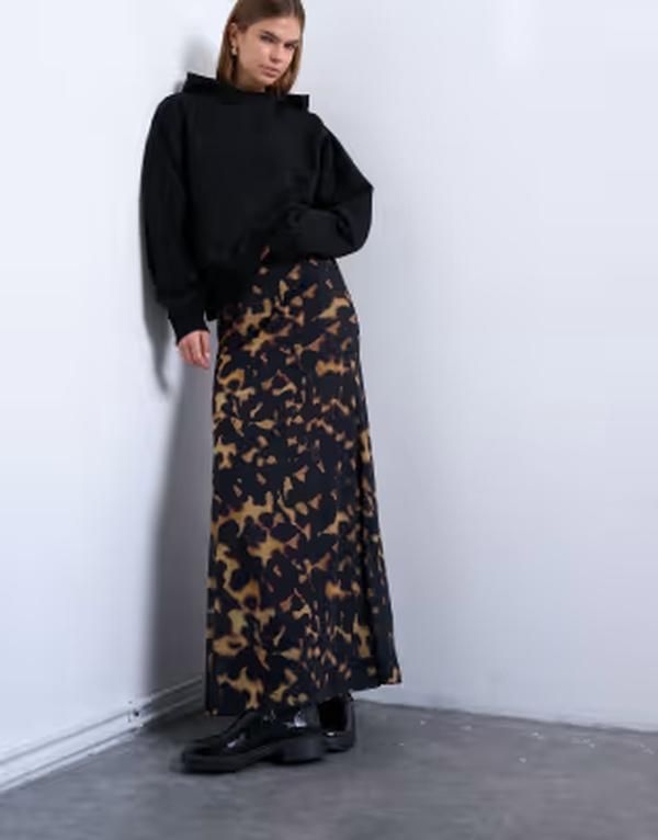 トップショップ レディース ボトムスカート アニマル柄 プリント メッシュ マキシ Topshop animal print mesh maxi skirt in multi マルチカラー