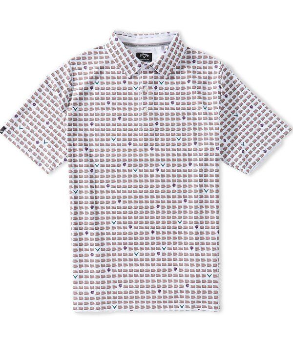 キャラウェイ メンズ トップス シャツ プリント Callaway Pimento Printed Short Sleeve Golf Polo Shirt Bright White ホワイト