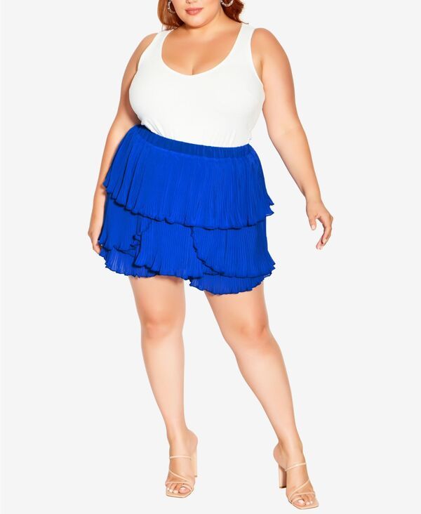 シティーシック レディース ボトムス ハーフパンツ・ショーツ プラスサイズ CITY CHIC Plusize Pleat Away Short Cobalt コバルト