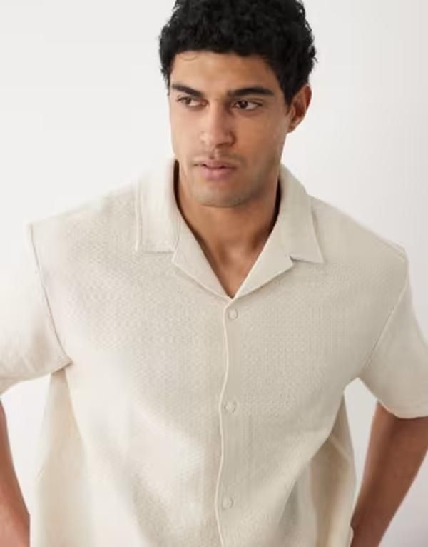ジャック アンド ジョーンズ メンズ トップス シャツ プリント Jack Jones textured print shirt Antique White ホワイト
