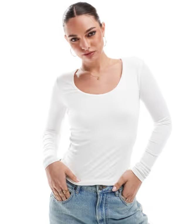 コットンオン レディース トップス Tシャツ CottonOn Cotton Sunday scoop neck long sleeve WHITE ホワイト