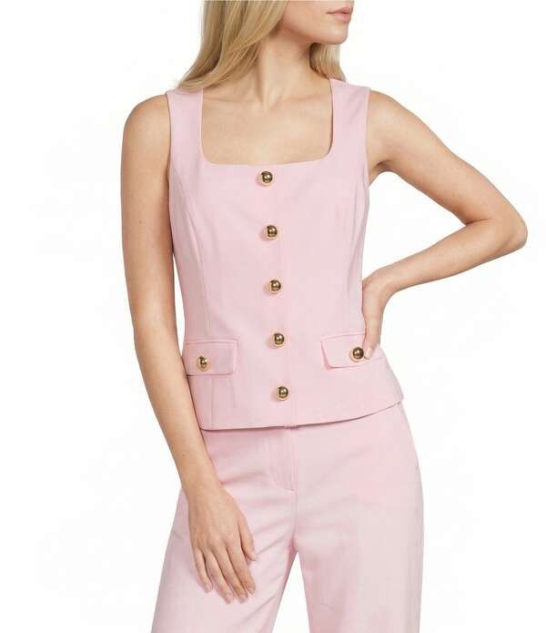 リリーピュリッツァー レディース アウター ベスト ノースリーブ Lilly Pulitzer Moira Stretch Double Cloth Square Neck Sleeveless Topink Muse ピンク