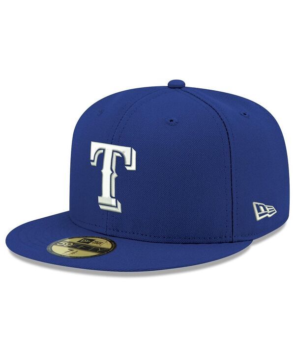 ニューエラ メンズ アクセサリー 帽子 ロゴ New Era Mens Royal Texas Rangers Logo White 59FIFTY Fitted Hat Royal ホワイト