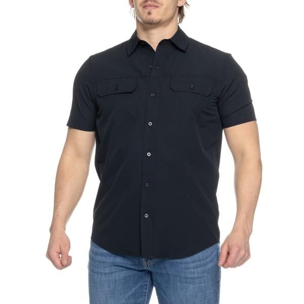 ランズエンド メンズ トップス シャツ Lands End HighPerformance Shirt Short Sleeve Black ブラック