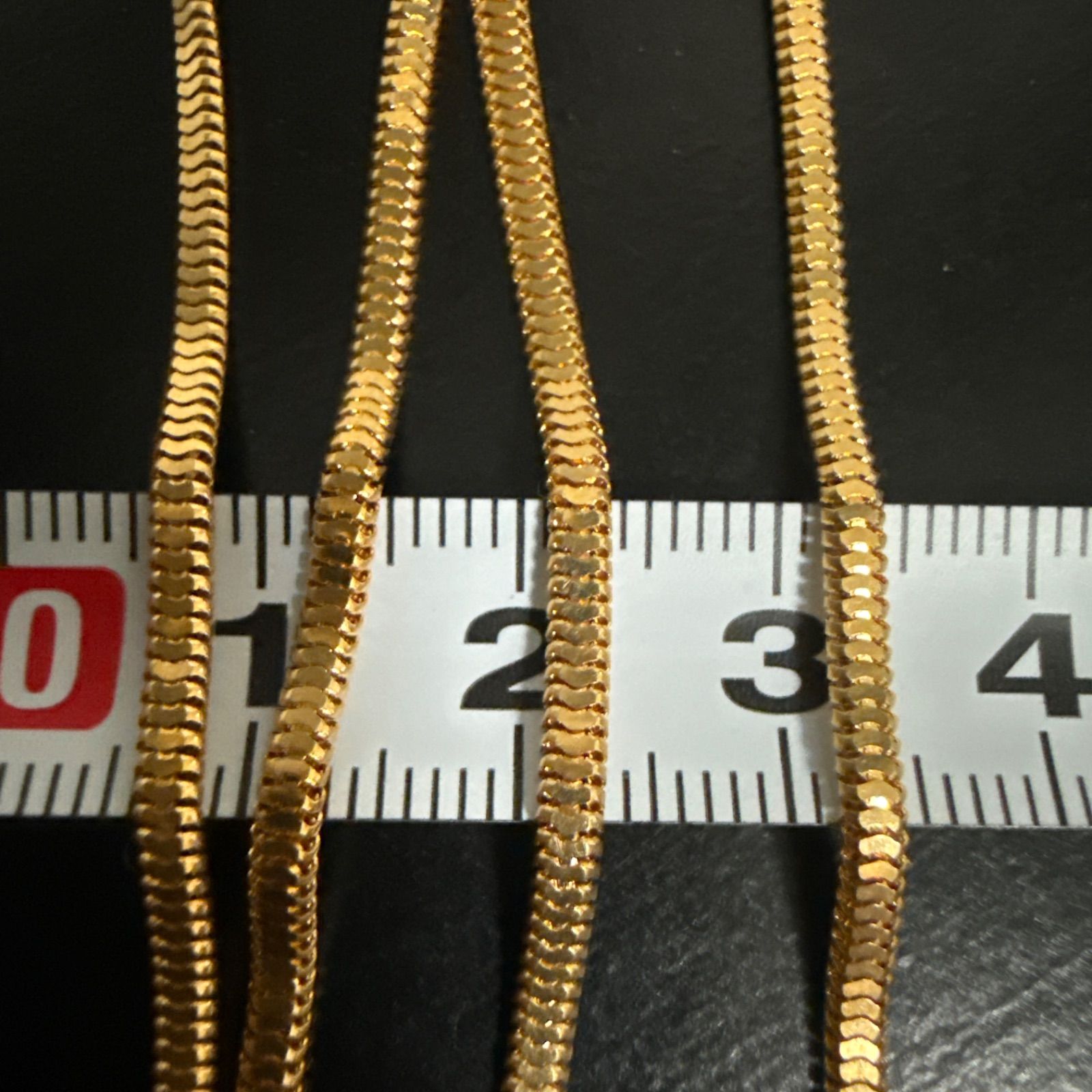 K18YGスネークチェーンネックレス45cm 8.7g ユニセックス 蛇腹チェーン