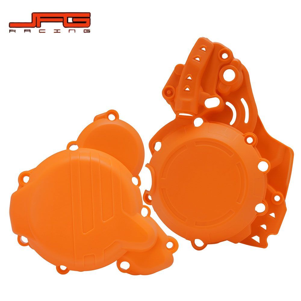 【KTM/ハスクバーナ専用】ウォーターポンプカバー＋マグネットカバー セット S-01 適合：TC250/SX250 2017-2018 / TE/EXC/XC-W 250i/300i 2020-2022 PP製 オレンジ 350g