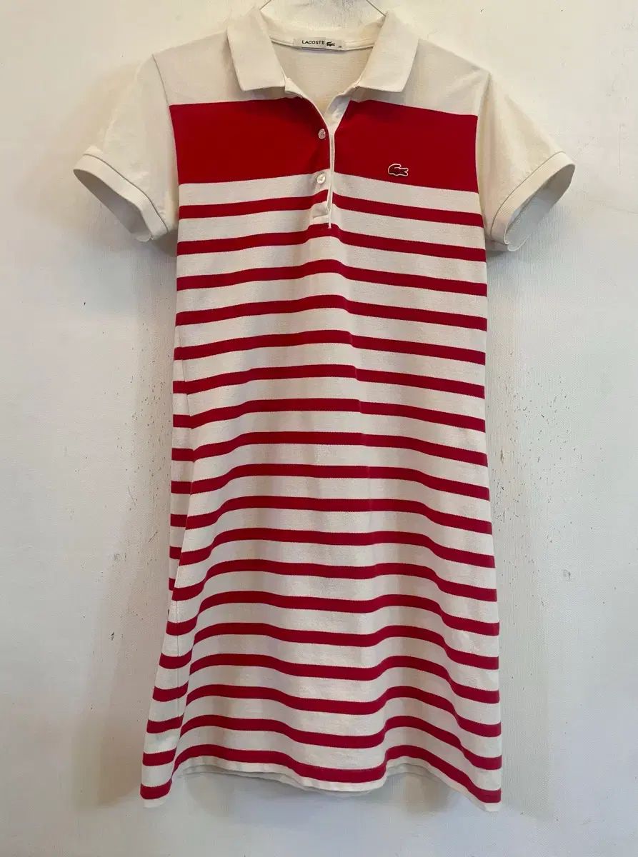 正規品 LACOSTE ラコステ PKピケ ストライプ コットンワンピース 38:)