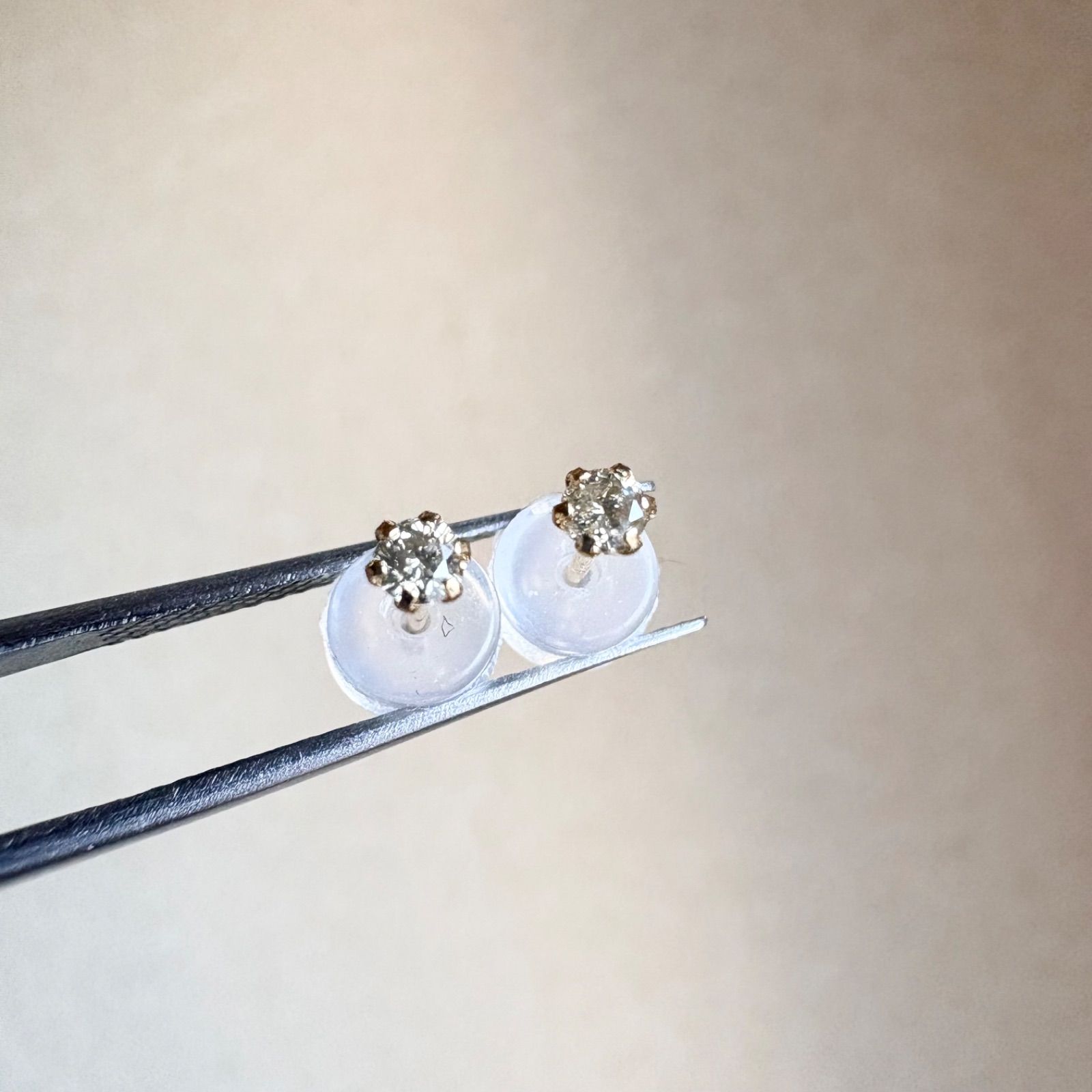 K18イエローゴールド 天然ダイヤモンド0.10ct ピアス 地金 2 - メルカリ