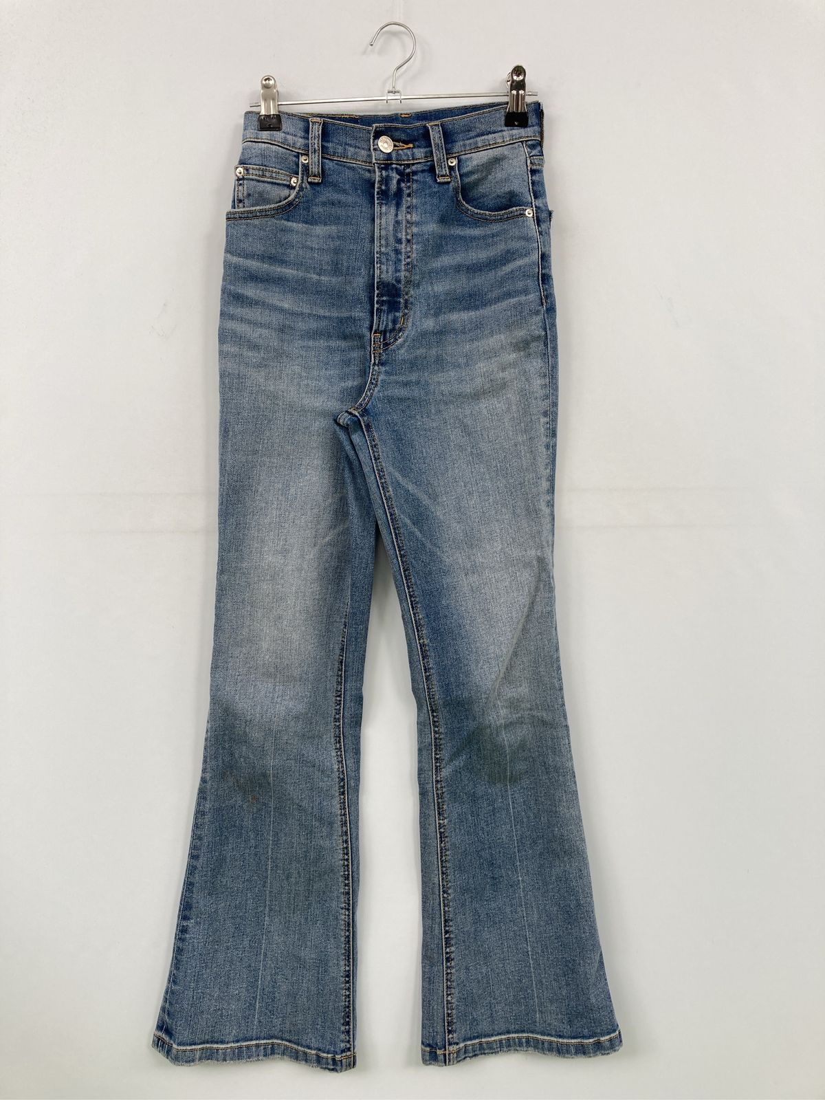 SLY JEANS スライジーンズ デニムパンツ 22 ブルー フルレングス 無地 スタンダード フレア・ブーツカット ハイウエスト ヴィンテージ レディース