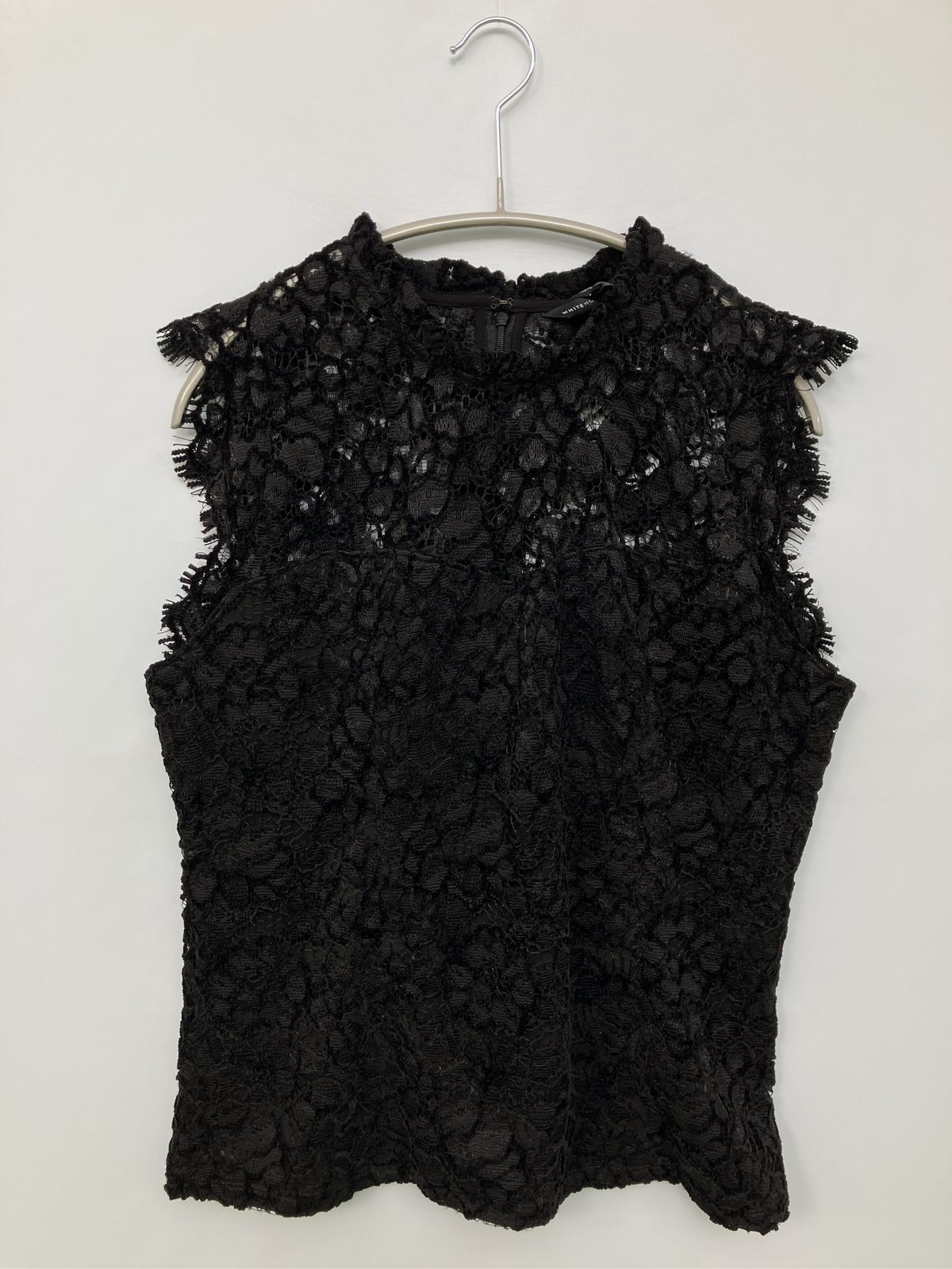 WHITE HOUSE BLACK MARKET トップス 10 ブラック レース ミドル丈 レディース
