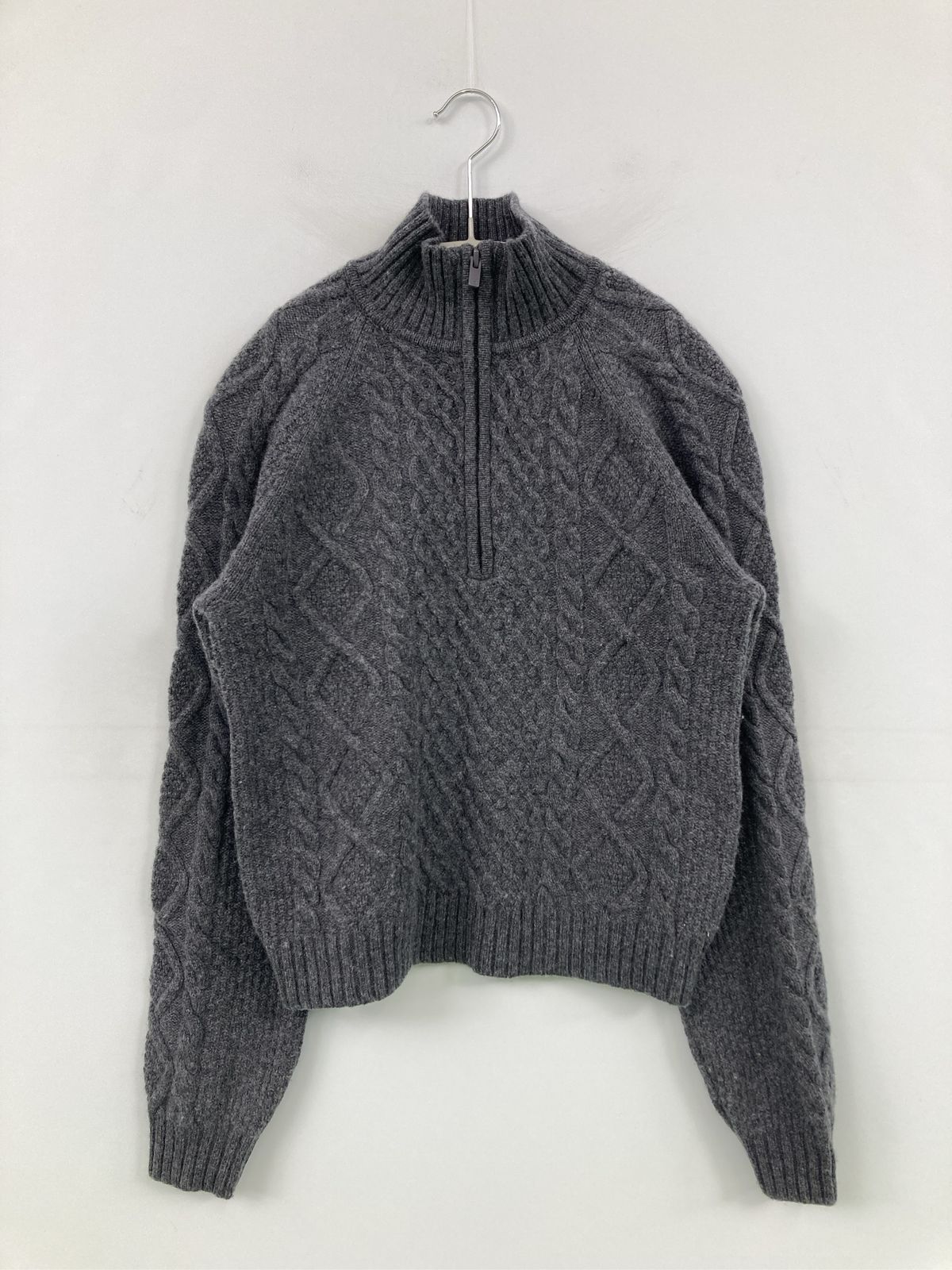 SUNDAY BEST ニット/セーター XS グレー ウール・ニット コットン ニット 無地 ショート丈 長袖 タートルネック/ハイネック レディース
