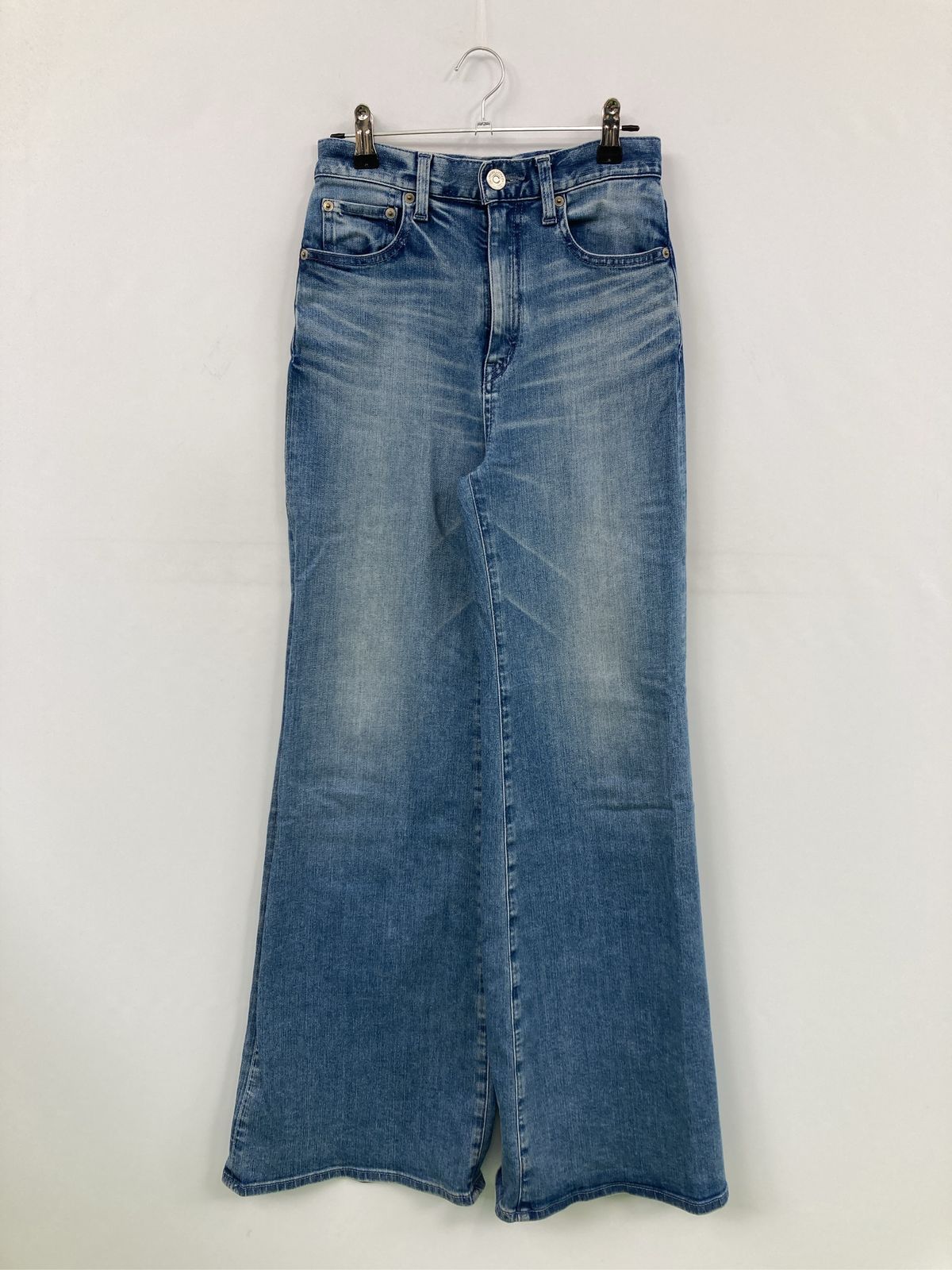 MOUSSY マウジー デニムパンツ 23 ブルー フルレングス 無地 ワイド・ルーズ フレア・ブーツカット ハイウエスト ヴィンテージ レディース