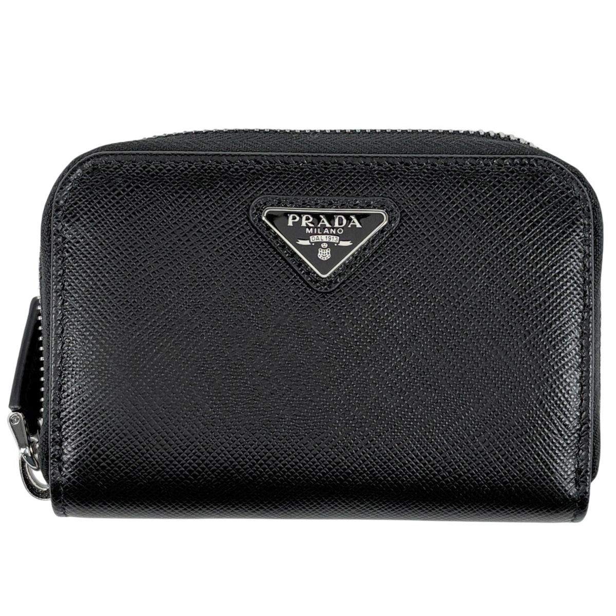 プラダ PRADA ロゴプレート ラウンドファスナー コインケース 2WAY サフィアーノレザー ネロ(ブラック) 2MR021 レディース 【中古】