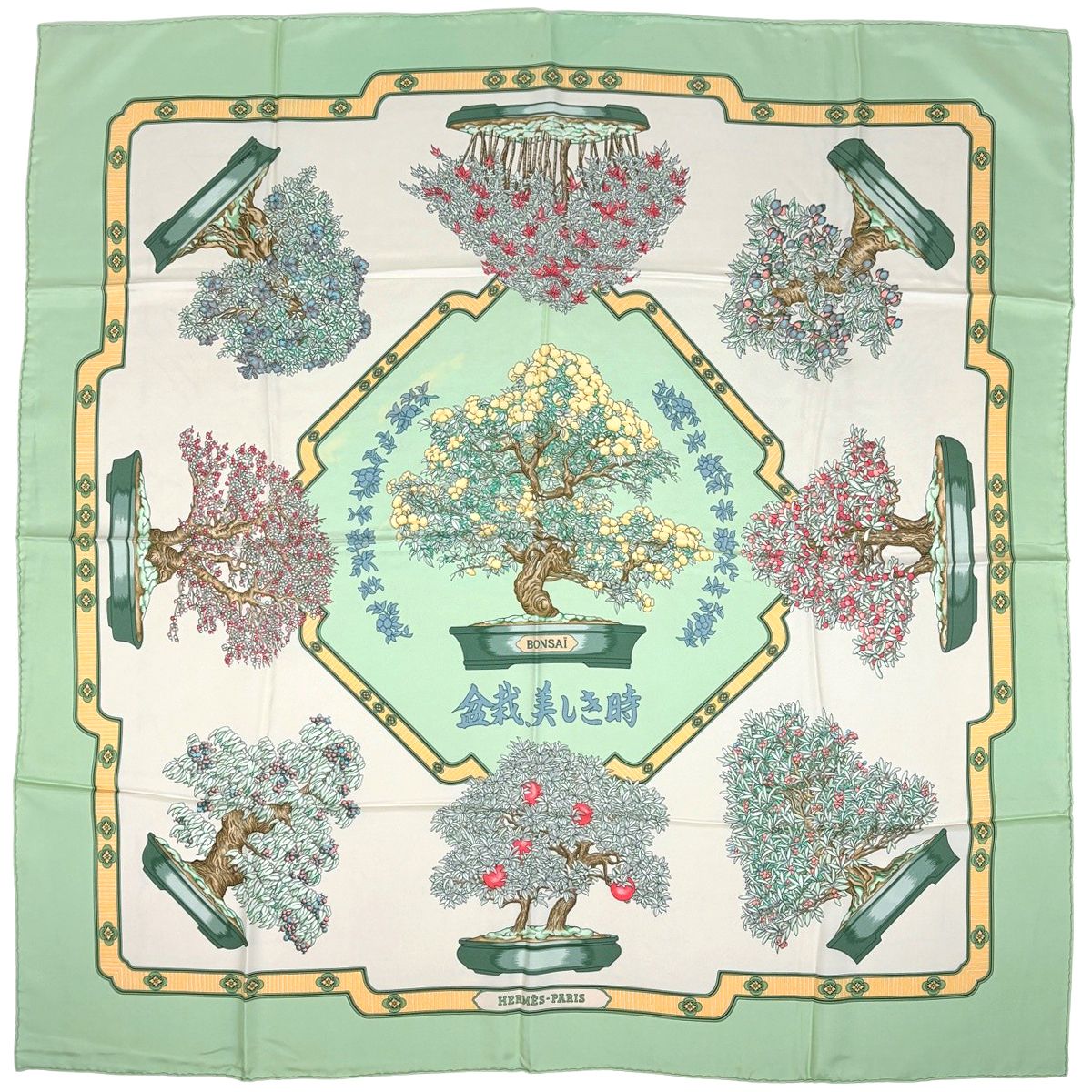 エルメス HERMES カレ90 BONSAI 盆栽 美しき時 スカーフ シルク