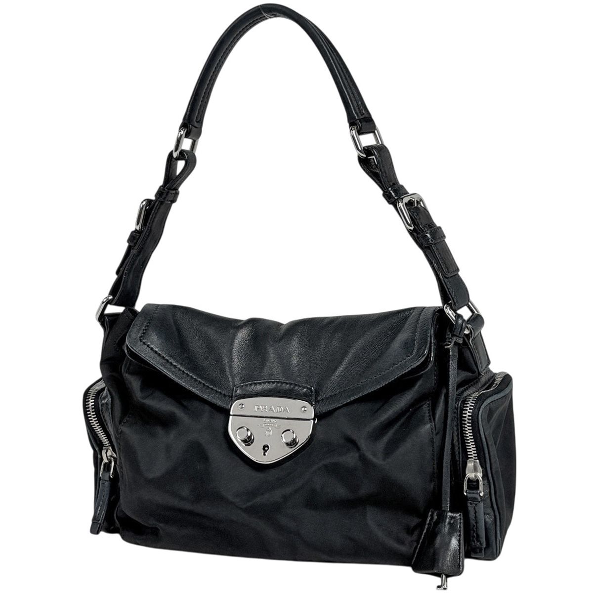 プラダ PRADA ロゴ ショルダーバッグ ナイロン ネロ(ブラック) BR3307 レディース 【中古】