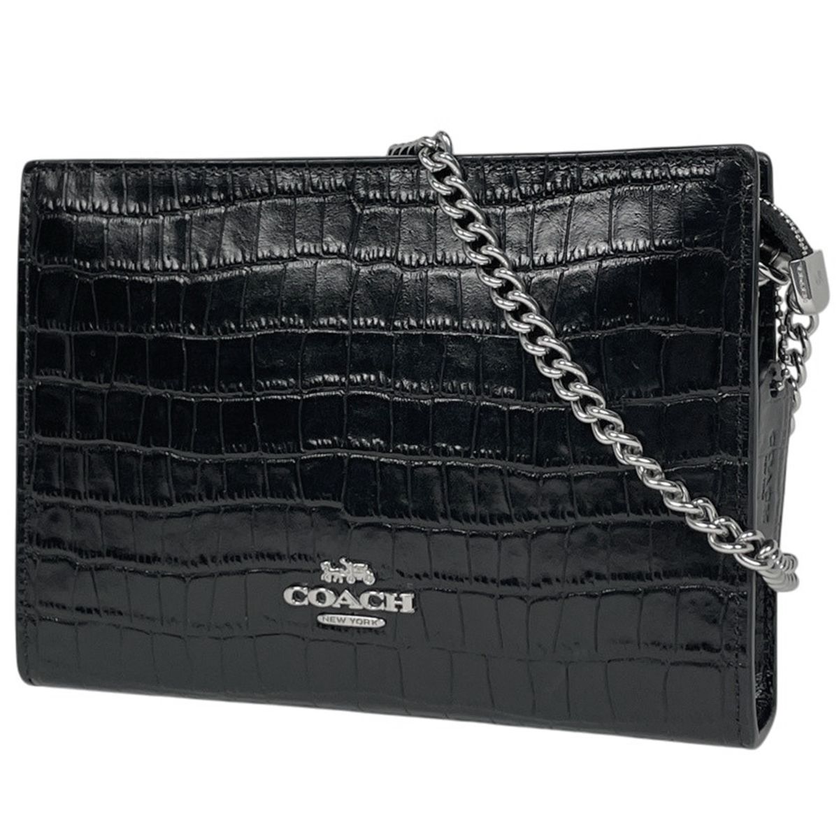コーチ COACH ロゴ チェーン ショルダーバッグ 2WAY レザー ブラック 