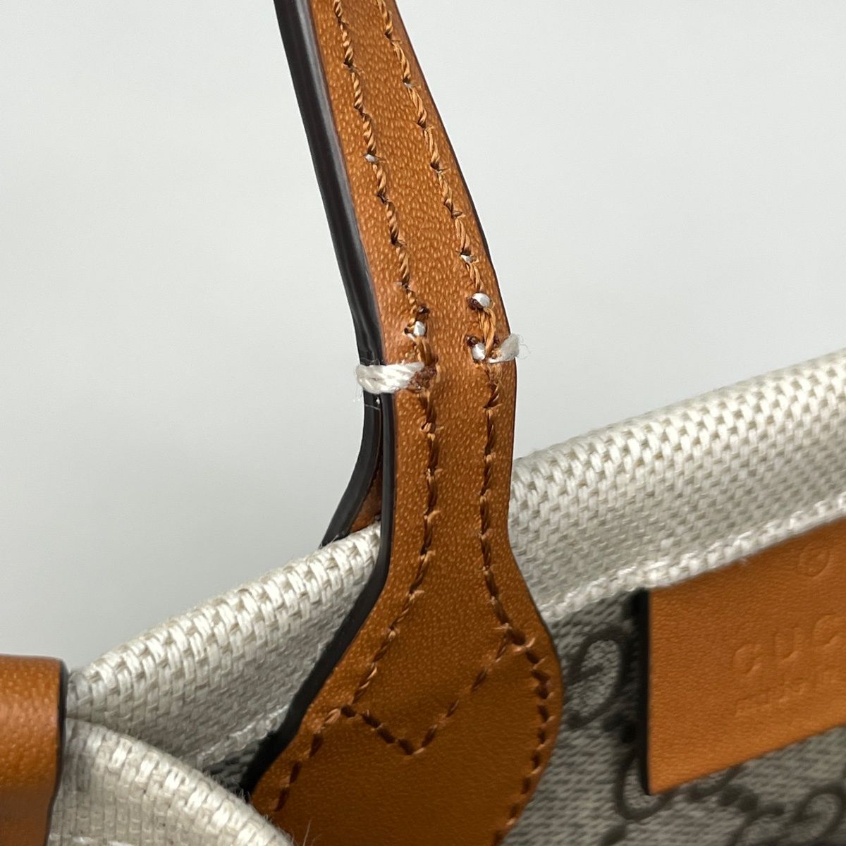 グッチ GUCCI ロゴ ハンドバッグ 2WAY キャンバス ベージュ ブラウン 