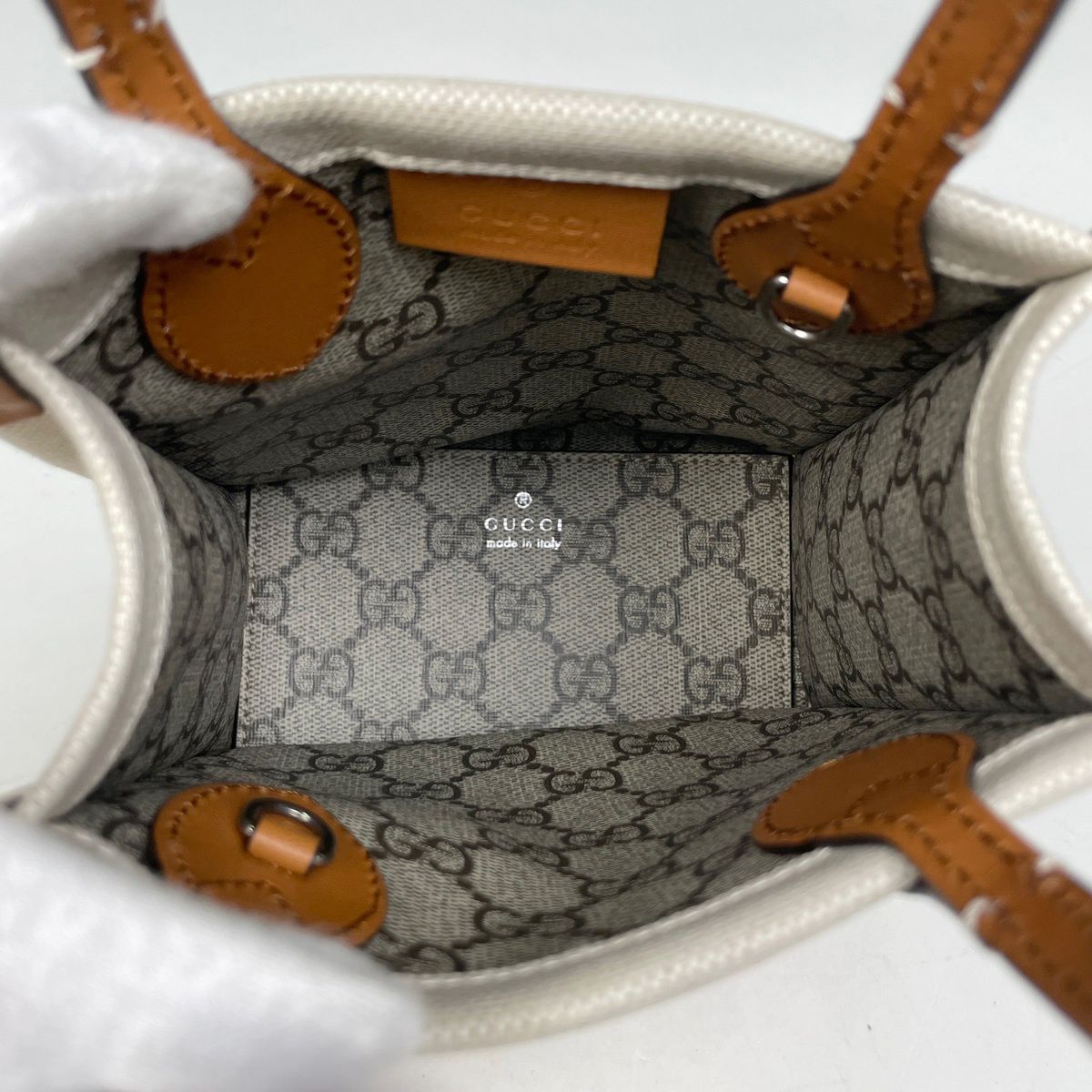 グッチ GUCCI ロゴ ハンドバッグ 2WAY キャンバス ベージュ ブラウン 