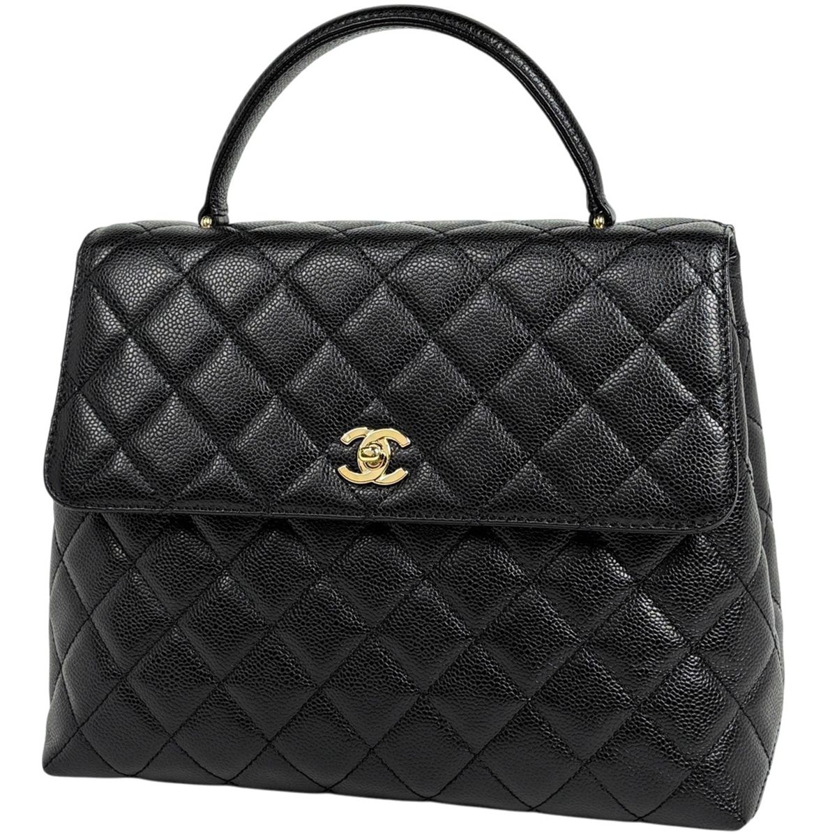 シャネル CHANEL ココマーク ハンドバッグ マトラッセ キャビアスキン ブラック A12397 レディース 【中古】