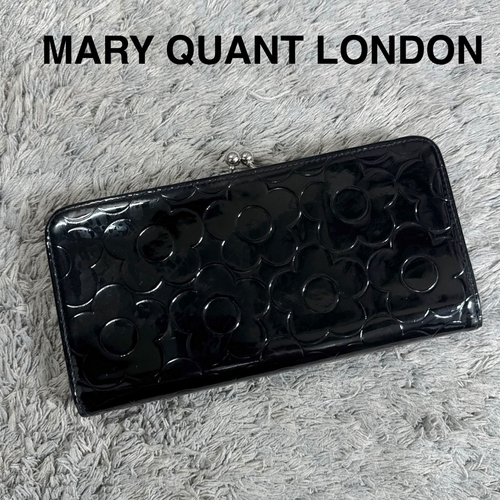 MARY QUANT マリークワント 長財布 エナメル がま口 ブラック - メルカリ