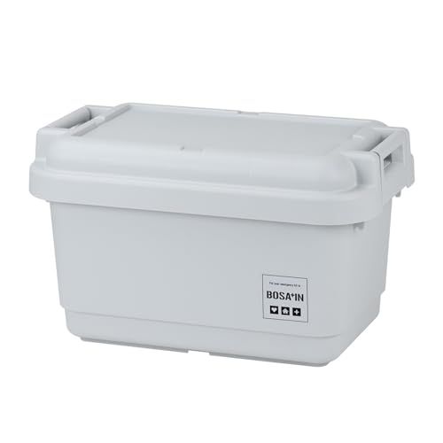 JEJアステージ 収納ボックス BOSA?IN(ボウサイン) パッキン付頑丈ボックス 640 ライトグレー 日本製 簡易密閉型 防災収納 耐荷重100kg 積み重ね W640×D400×H380mmｍａ
