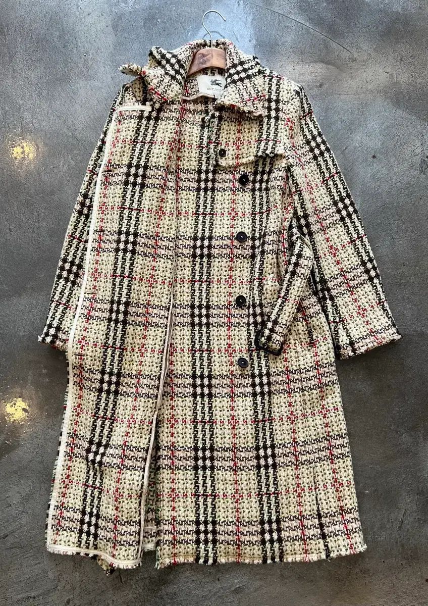 バーバリー チェック ツイード ロング コート (正規品) - メルカリ