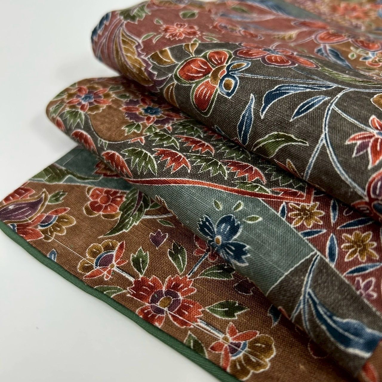 本場結城紬 真綿紬 寄せ柄の更紗の花唐草 染め 正絹 MK-985 - メルカリ 本場結城紬 真綿紬 寄せ柄の更紗の花唐草 染め 正絹 MK-985 - メルカリ