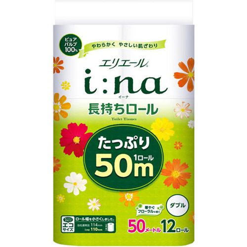 【新品・2営業日で発送】大王製紙 エリエール イーナ12RW50M 家庭用コンパクト(P)【入数:6】