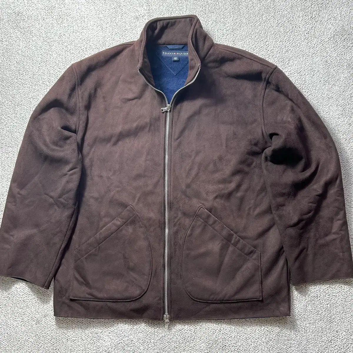 Tommy Hilfiger トミーヒルフィガー ブラウン スウェード フルジップアップ ブルゾン ジャケット L
