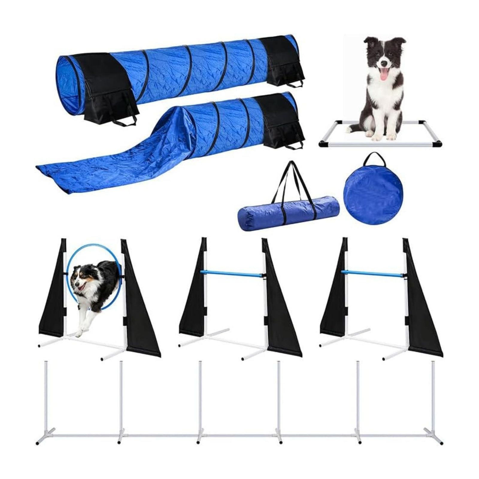 GPリテール アジリティ 犬 犬用アジリティトレーニングセット 【高さ調節ジャンプ＆トンネル】 初心者〜中級対応 室内外OK コンパクト収納 持ち運びバッグ付 しつけ 運動不足解消