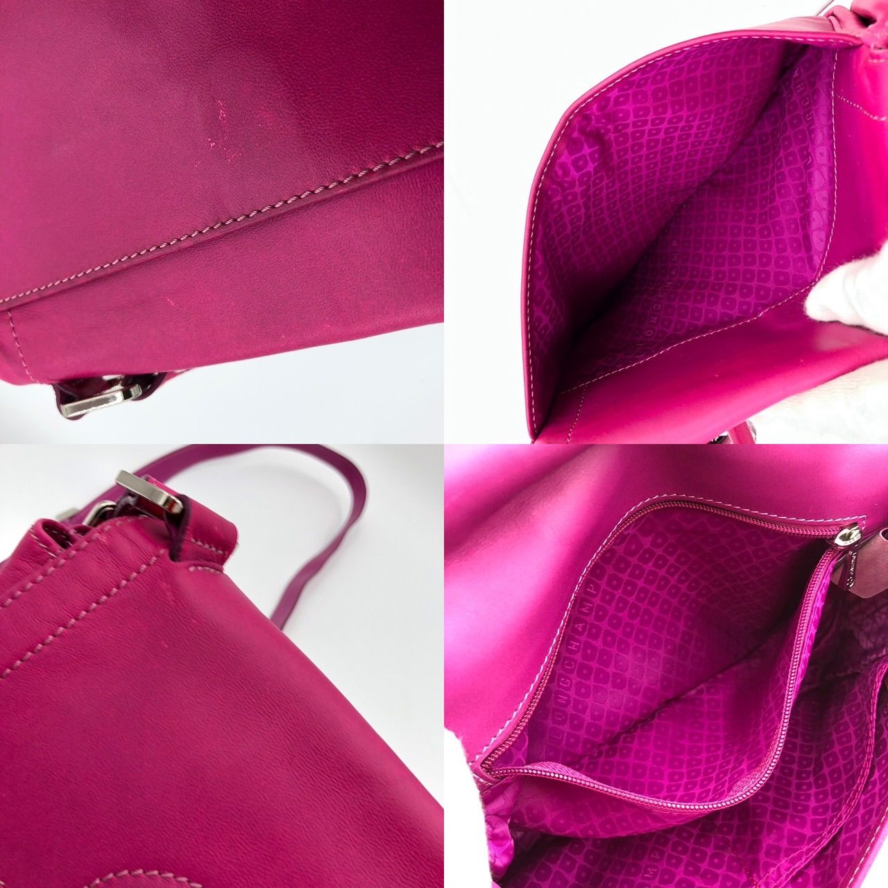 ロンシャン LONGCHAMP ショルダーバッグ 斜めがけ レザー ピンク 