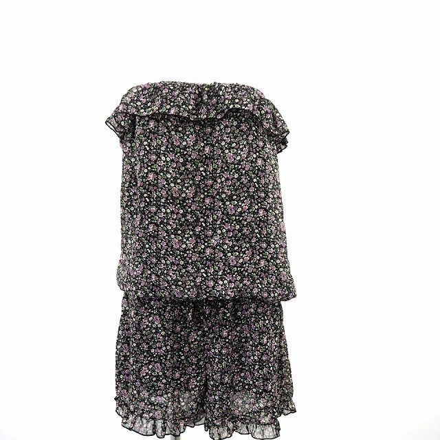 MINIMUM MINIMUM OUTLESS ALL IN ONE PANTS FLOWER PATTERN TUBE TOP MINI SHORT M BLACK PURPLE BLACK PURPLE /MT12