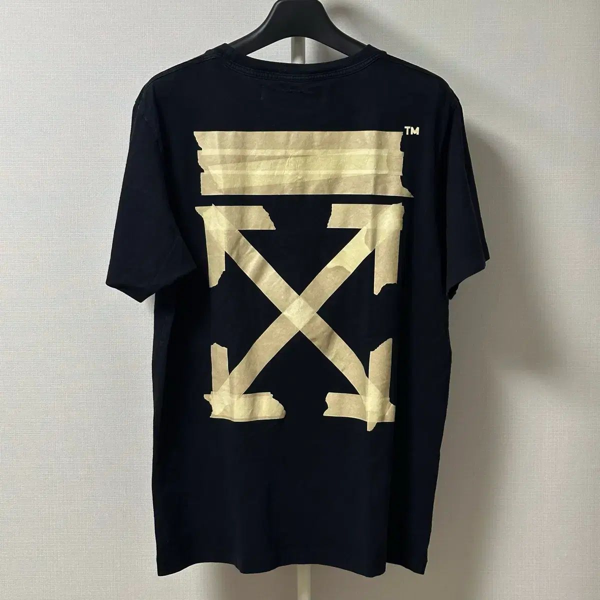 XL オフホワイト テープ アロー 半袖 Tシャツ ブラック