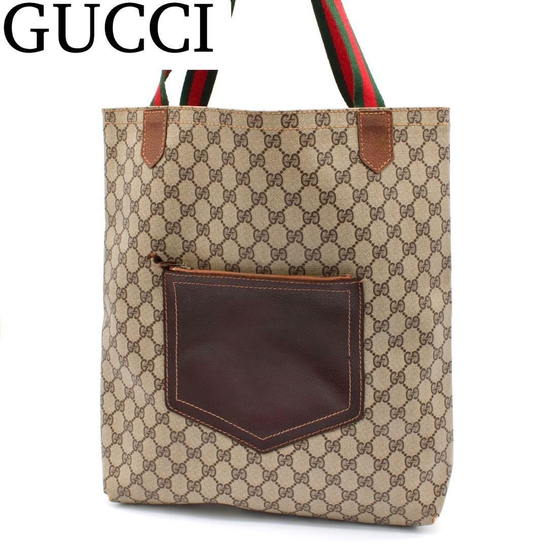 Gucci マイクロGG シェリーライン トートバッグ ヴィンテージ 良品】GUCCI シェリーライン GG柄 トートバッグ ヴィンテージ 茶色