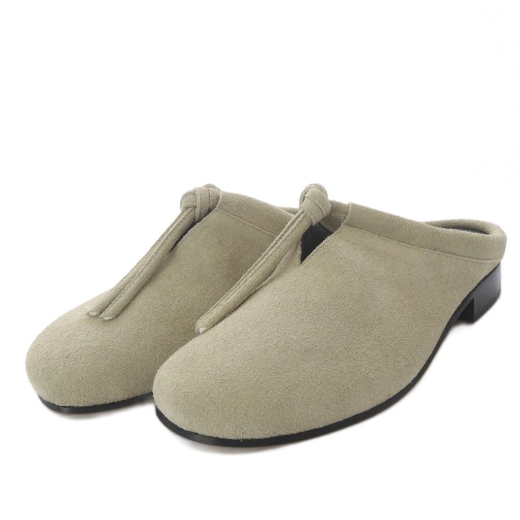 トシノスケタケガハラビューティフルシューズ TOSHINOSUKE TAKEGAHARA BEAUTIFUL SHOES KNOT SANDALS サンダル ローヒール スエード 23.5cm ライトグレー /YO12 ■AD 11,766円