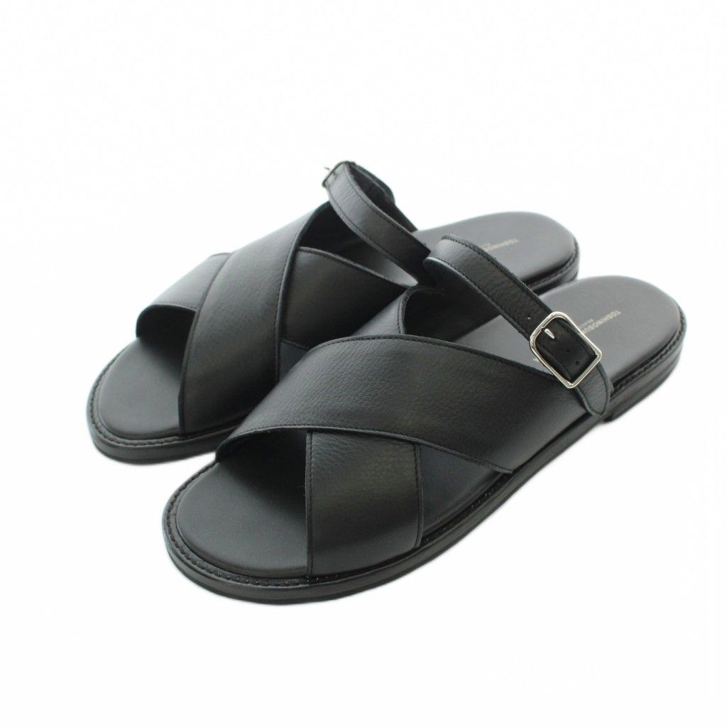 トシノスケタケガハラビューティフルシューズ BEAUTIFUL SHOES CROSSY SANDALS サンダル 25cm 黒 ブラック レザー フラットソール /RI ■OS ■AD