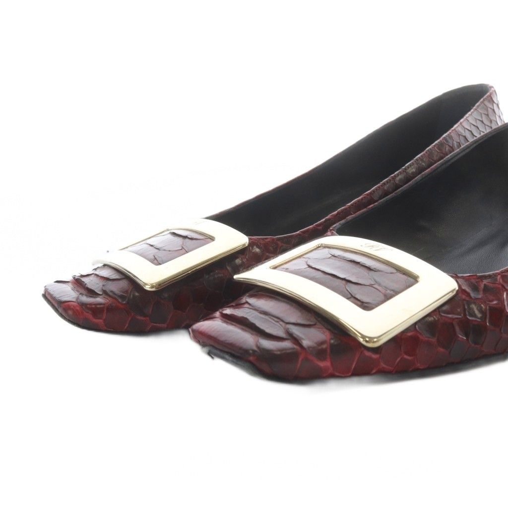 H2245-n1◾️ロジェヴィヴィエ スクエアトゥパイソン柄バックルパンプス ロジェヴィヴィエ ROGER VIVIER パンプス ローヒール スクエアトゥ