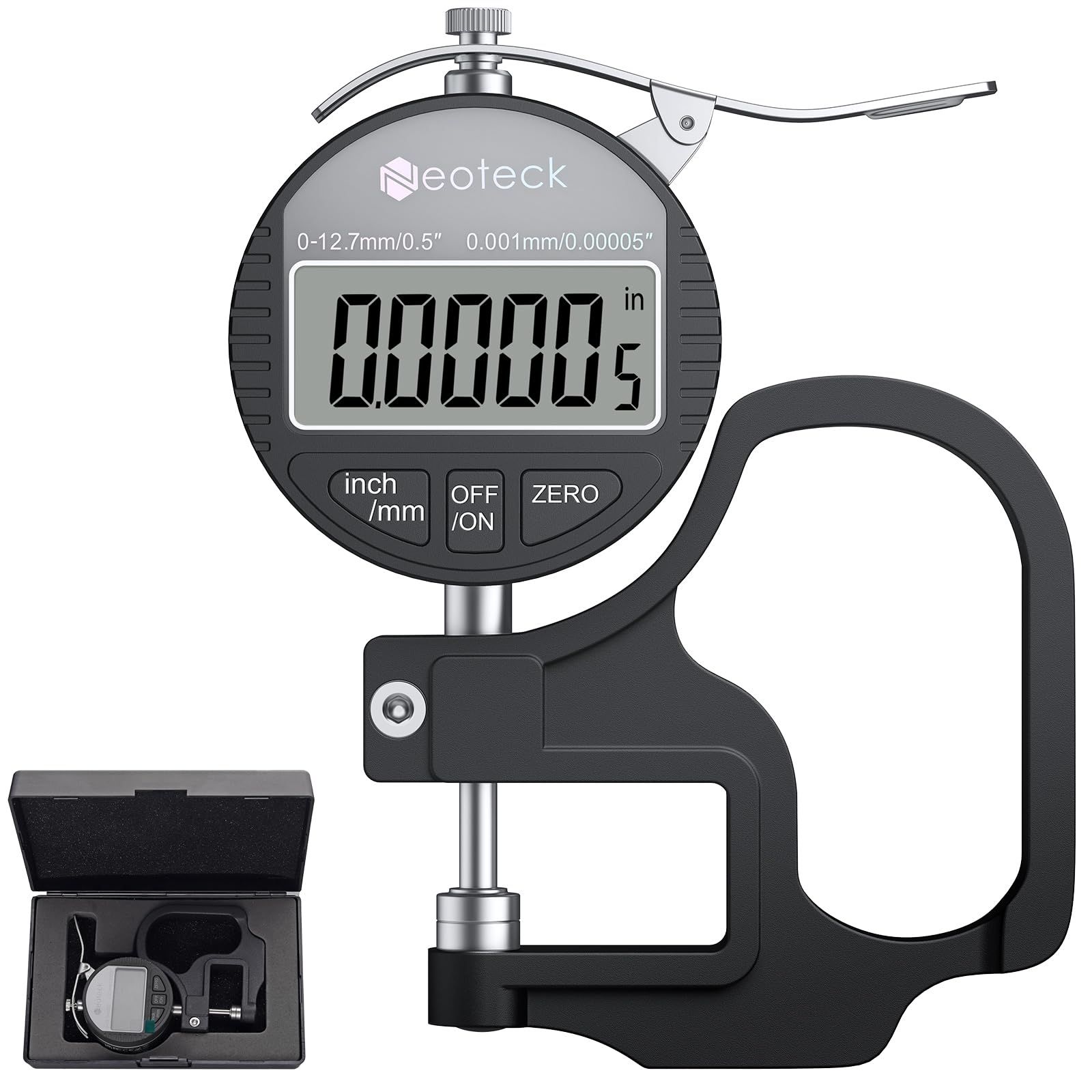 Neoteck デジタルシックネスゲージ 厚さ測定器 デジタル厚さ測定器 精度0.001mm 測定範囲0～12.7mm アルミ合金製 LCD大型液晶画面 高精度厚み測定器kk 62ca4162