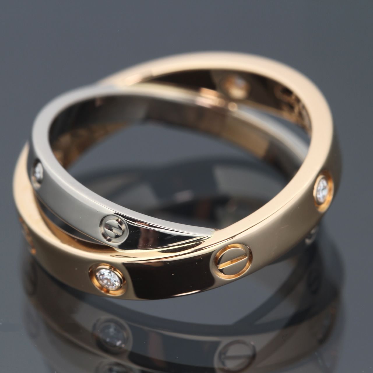 美品 カルティエ Cartier ビーラブ リング 純正ダイヤ 750 WG PG 約13 