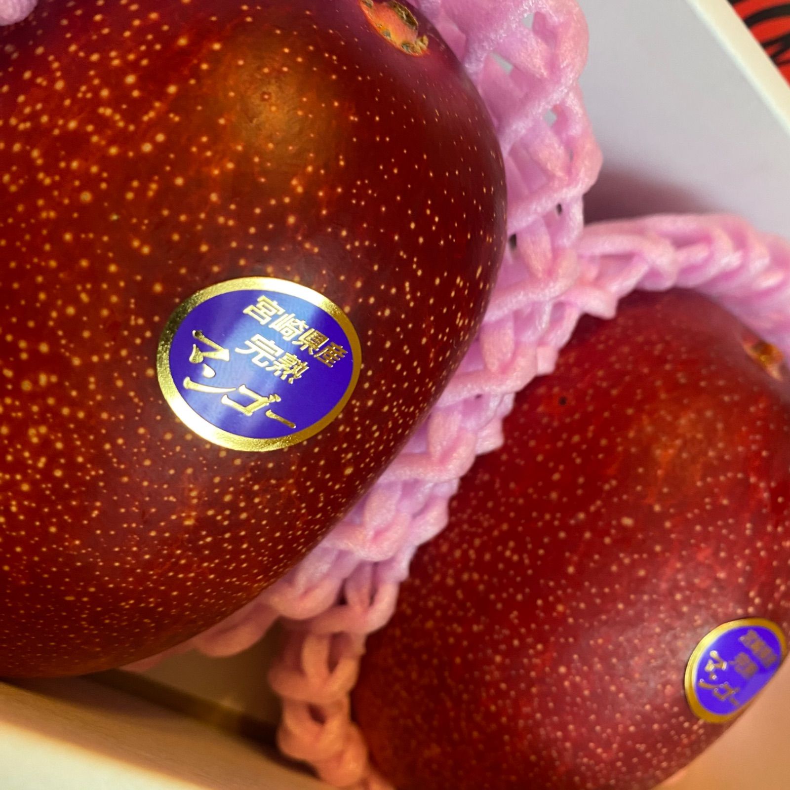 宮崎完熟マンゴー 4L 2玉 約1kg 化粧箱入 産地直送 - メルカリ