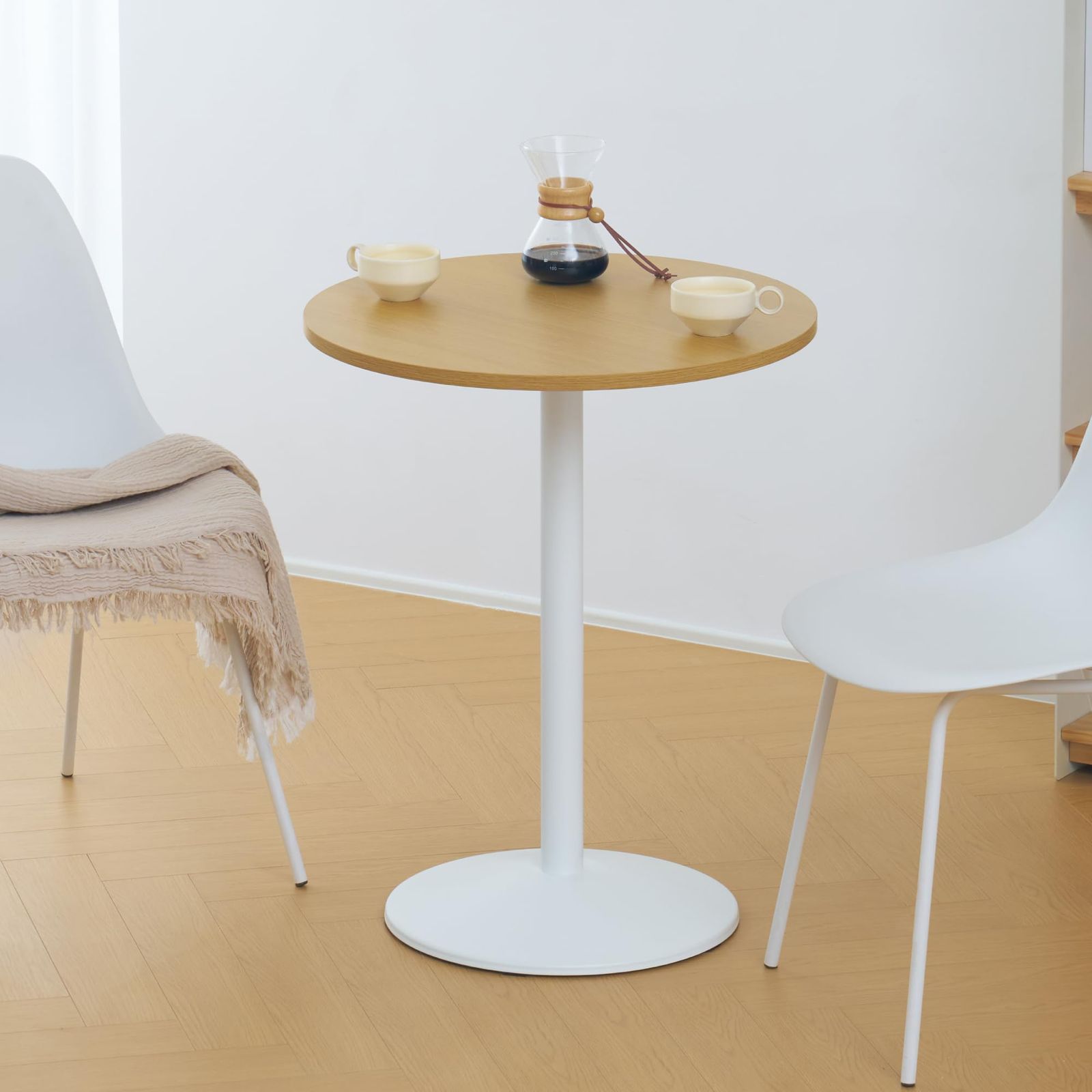 VENTOTA カフェテーブル 円形 直径60cm ダイニングテーブル 丸テーブル コーヒーテーブル ワークデスク 2人掛け 1本脚 食卓用 おしゃれ 北欧 cocot (ナチュラル)ｍａ