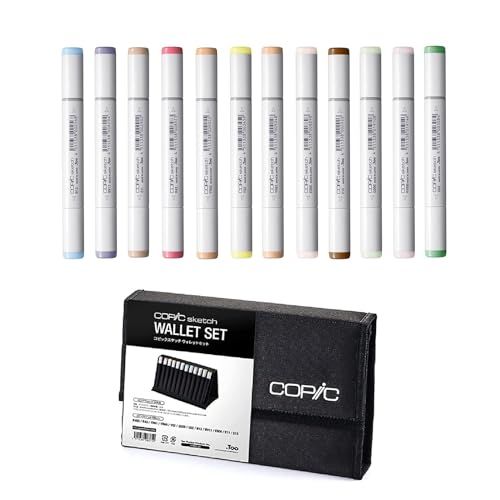 【外で描きたい人にオススメ】コピック(COPIC) Too スケッチ 12B ウォレットセット 多色 イラストマーカー マーカー マーカーペンｍａ