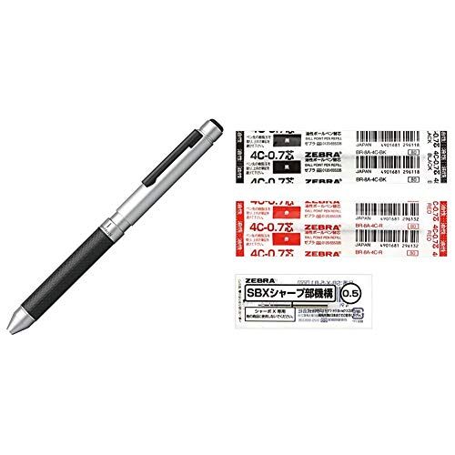 ゼブラ 多機能ペン シャーボX CB8 カーボンフラッシュシルバー SB23-CFS +油性インク 2色 0.7芯+シャープ機構セットｍａ