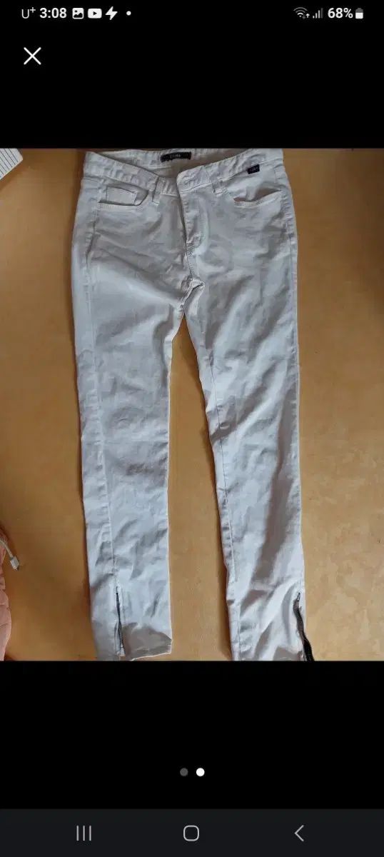 ZARA アイボリー スキニージーン 裾 ジッパー