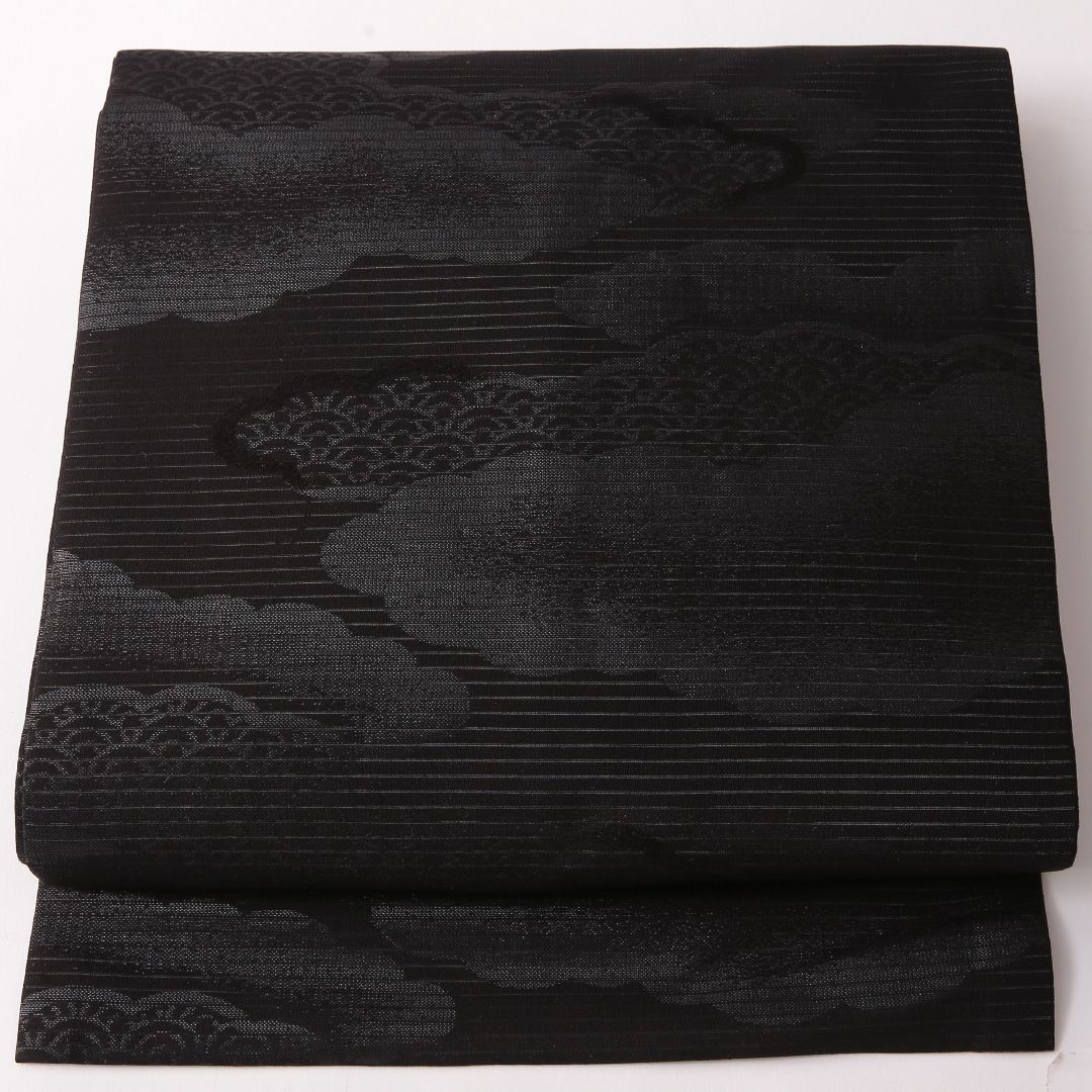黒　名古屋帯 お買い得品！未使用品 九寸名古屋帯 （夏帯） Nランク 帯丈360cm 正絹