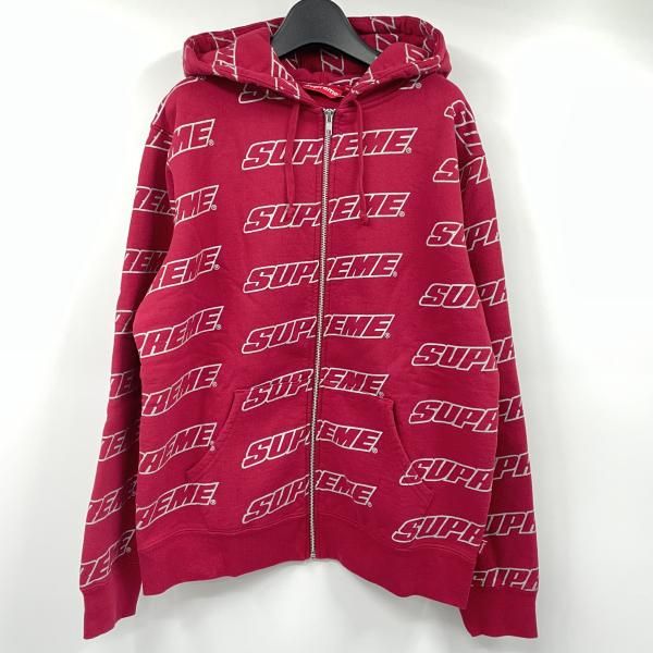 Supreme18SS Repeat Zip Up Hooded Sweatshirt サイズM レッド シュプリーム[17]