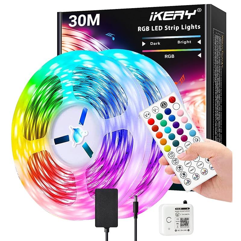 LED テープライト30M リモコン版 LEDテープ 20色+12種類モード 4音楽モード付き 調光調色 間接照明LEDストリップランプ インドア/寝室/キッチン/リビングルーム クリスマス/誕生日パーティー/祭り/クラブ・バー装飾照明 15Mx2ロール