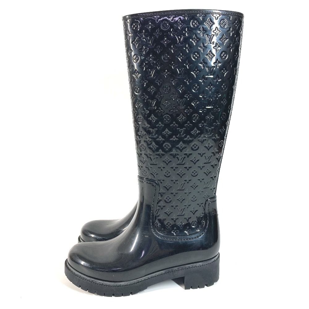 美品！Louis Vuitton ブラック ラバーブーツ　レインブーツ LOUIS VUITTON ルイヴィトン レインシューズ ロングブーツ ラバー