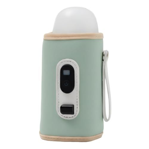 [plunmoln] ミルクウォーマー USB Type-C給電 保温用 LCD温度表示 軽量120g 防水PUレザー 哺乳瓶 液体ミルク対応 (グリーン)pms