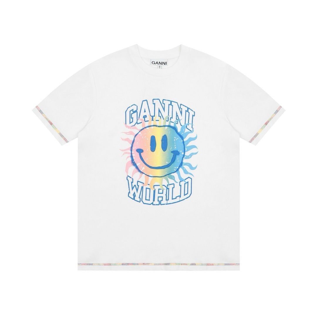【大人気】GANNI ガニー スマイリー リラックス Tシャツオーガニックコットン